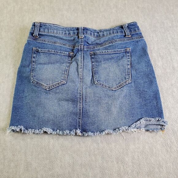 Tinseltown Skirt Womens 9/29 Blue Jean Distressed Denim - Picture 6 of 7